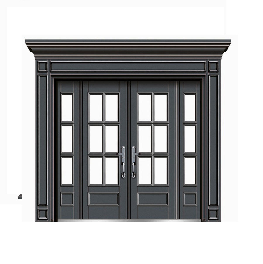 Cửa chính bằng thép cao cấp 4 cánh mẫu kính đặc biệt BT02