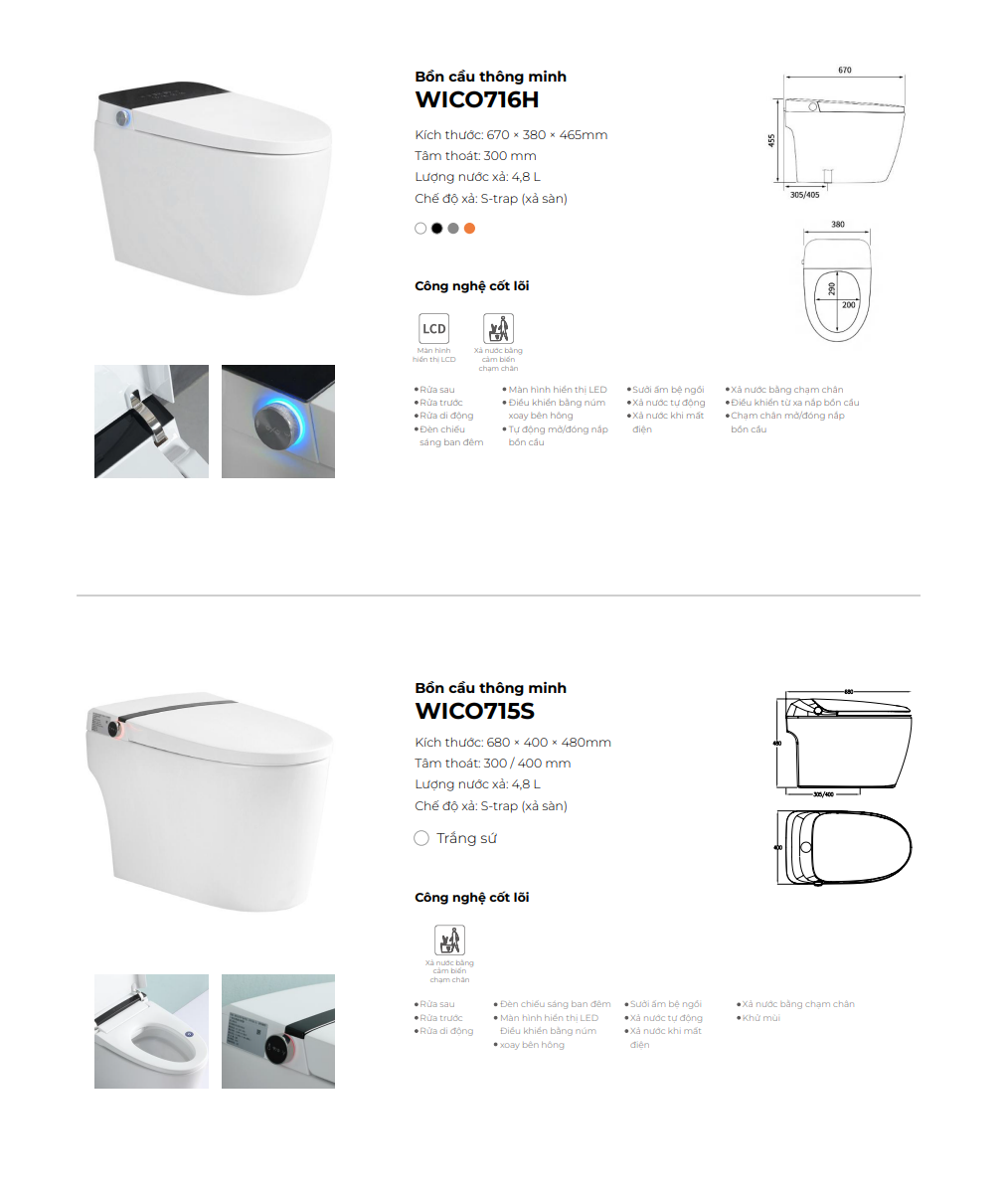 Bồn cầu thông minh chính hãng ssww cao cấp WICO716H