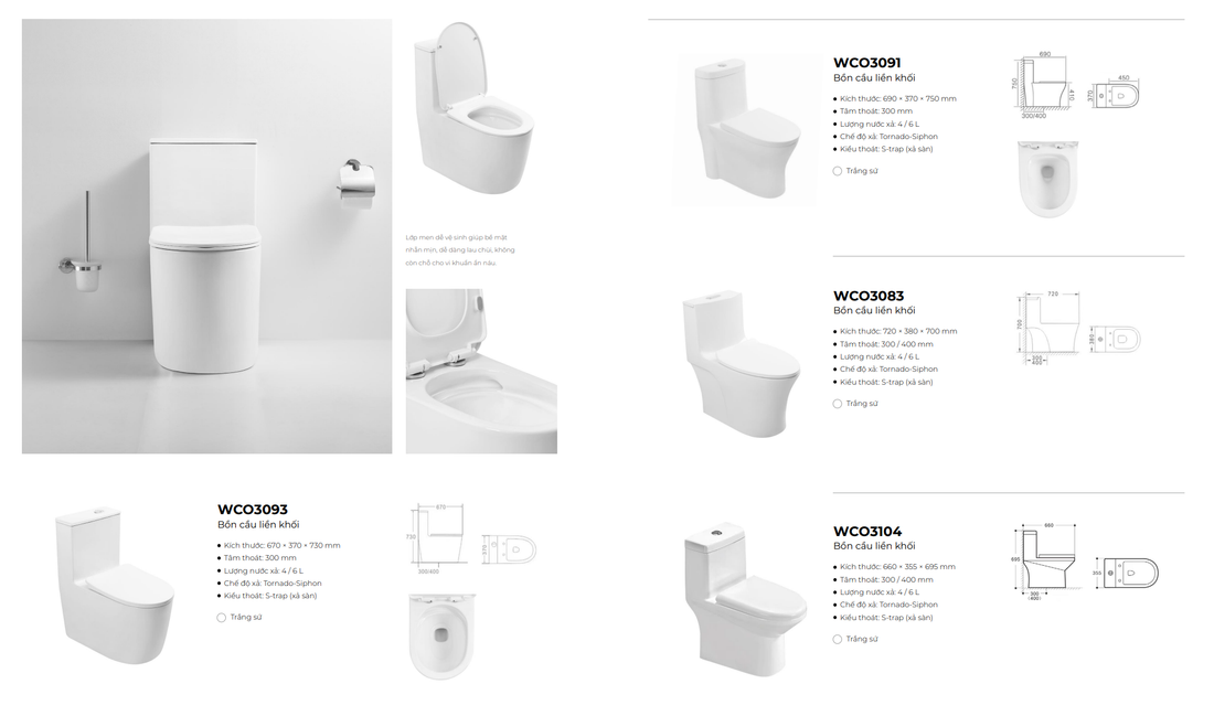Bồn cầu liền khối chính hãng cao cấp SSWW WCO3093