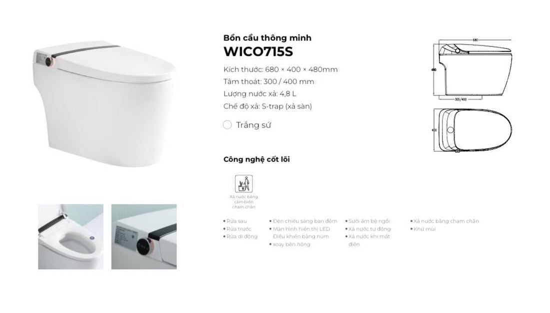 Bồn cầu vệ sinh thông minh thông minh cao cấp chính hãng SSWW cao cấp WICO715S