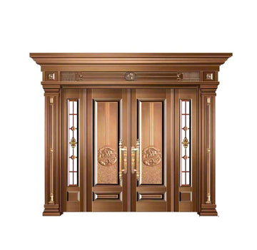 Mẫu Cửa Chính 4 Cánh Lệch Đẹp Có 2 Kính 2 Bên Cửa Nhỏ Cao Cấp Dragon BT80